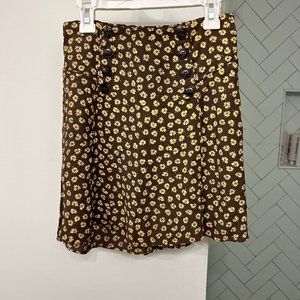 Madewell Mini Brown and Yellow Floral Print Skirt